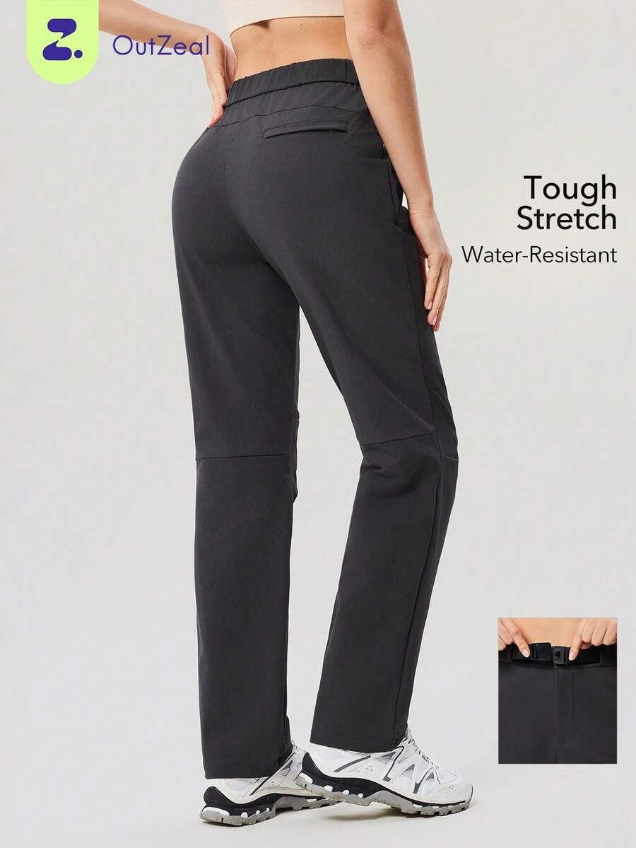 OutZeal 女士户外裤 露营徒步 防水修身款 可调节腰带 多口袋 - 深灰色 - 查看 1