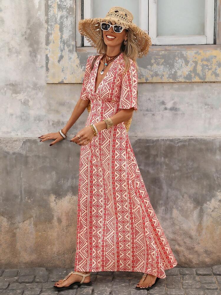 spring formal mini dresses Fever Lace-Up Back Dress Floral Pink 57 Bust 5 Popular Japanese Clothing Color:Light pink rodeo outfit