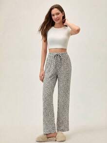 Loomlin Women Cotton LEOPARD Pattern Sleep Bottom - White - View 3