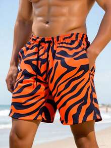 Manfinity Swimmode 男士休闲印花沙滩短裤 - 彩色 - 查看 4