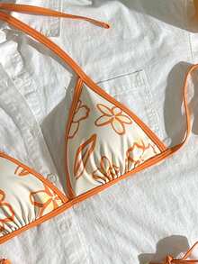 Swim Mod Bộ bikini hai mảnh dành cho nữ, kiểu dáng thường ngày, thích hợp cho kỳ nghỉ biển, với họa tiết in màu sắc tươi tắn và chất liệu vải mềm mại. - Nhiều màu - Xem 7