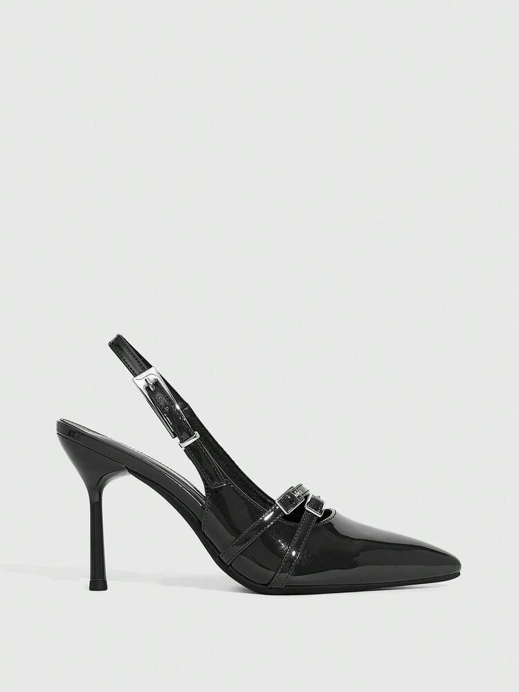 CUCCOO SZL French Metal Buckle Temperament High-Heeled Sandals, Multi-Metal Buckle Belt Decoration To Enhance The Sense Of Design, Suitable For Daily Commuting Of Women In The Workplace, But Also Suitable For Business Negotiations, Small Parties And Other Semi-Formal Settings