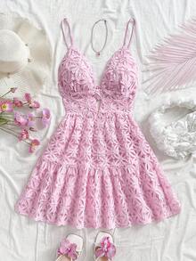 Soleia Women's Colorful Lemon Print Mini Dress, Vacation - Pink - View 5