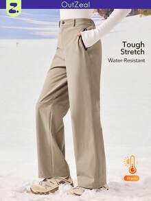 OutZeal 女士无氟防水弹力尼龙拉链口袋户外裤，适合徒步露营，秋冬季穿着 - 卡其色 - 查看 1