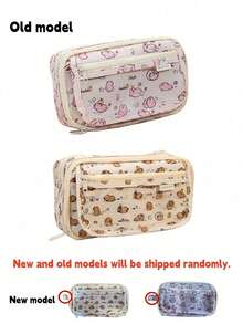 1 件水豚铅笔袋，可爱卡通翻盖，透明正面多口袋，牛津布收纳袋，大容量多功能学生文具，可爱多功能收纳袋，铅笔袋，化妆包，适用于学校、文具、节日礼物、学校礼物、返校、学校用品