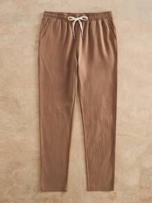 HIMLAND 男士梭织弹力腰带口袋直筒宽松休闲裤 - 卡其色 - 查看 9