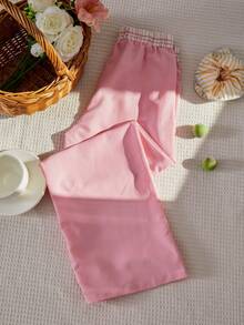 Tween Mädchen Weite Hose mit Streifen- und Karomuster, geeignet für Frühling, Sommer, Herbst Alltag und Schule - Pink - Übersicht 2