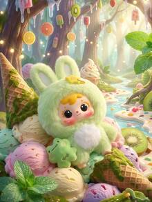POKOJA LAND Blind Box (Non-Plush Filling), Suitable As Holiday Gift For Friends,6 Regular Editions + 1 Hidden Edition Dessert And Animal Headwear Themed Blind Box, Cute Cherry And Ice Cream Style Collectible Dolls, Mini Dolls With Gingerbread House And Candy Elements, Home Decorations, Display Accessories, Companion Items, Party Gifts, For Friends, Family, Collectors,Spring To Summer - Tide play blind box - View 8