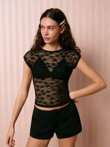 Easelle بلوزة نسائية مثيرة بظهر مكشوف من الدانتيل