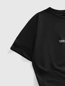 ROMWE MEN 男士休闲度假热带字母印花短袖T恤，夏季 - 彩色 - 查看 7