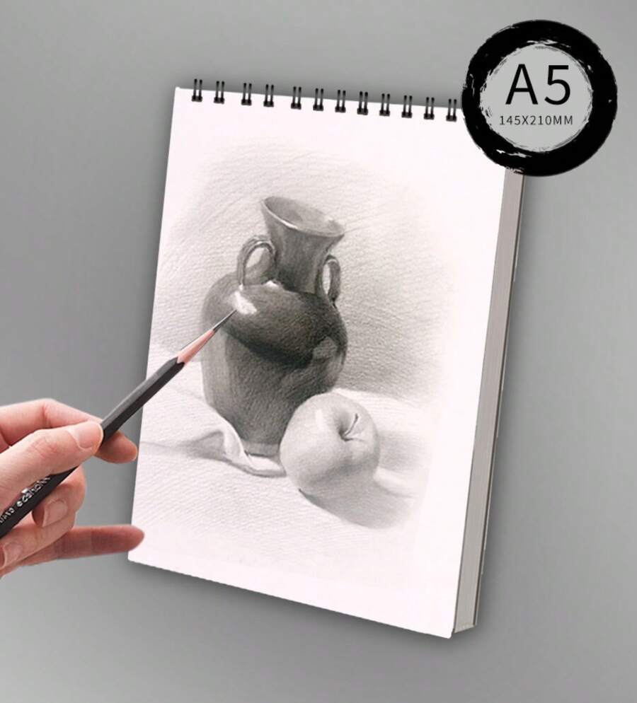 1本含30幅图画的素描本 - 顶部螺旋装订素描本,艺术素描本,绘画和书写纸,适合初学者 - 素描、彩色铅笔画、油画、蜡笔画、钢笔画,可放回学校用品区 - 彩色 - 查看 1