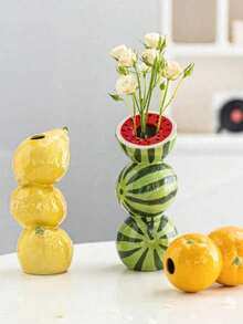 1 buah Vas Lemon Dekoratif, Vas Bunga Keramik Mulut Kecil dengan Desain Buah Kreatif untuk Ruang Tamu, Dekorasi Meja Elegan, Dekorasi Rumah, Dekorasi Ruangan, Vas Kaca - MultiWarna - View 5