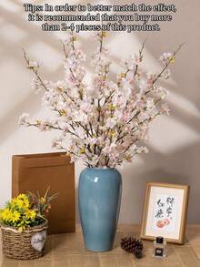 3 株人造樱花/桃花，长 106 厘米，每株 4 枝，仿真植物，绿色，涤纶材质，耐用，现代简约风格 - 适用于家居装饰、花瓶、婚礼、派对、客厅、卧室、DIY 墙面装饰、桌面摆设。 - 多色 - 查看 5