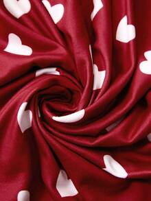 Elenzga Đầm dài tay dáng lệch vạt in hình trái tim cỡ lớn - Đỏ - Xem 6