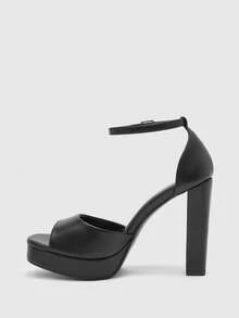 CUCCOO BIZCHIC Women's Fashion Versatile Waterproof Platform Buckle Heeled Sandals - Black - View 9