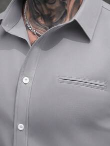 Manfinity Bizformal Camisa casual de manga larga para hombre de color blanco - Gris - Ver 7