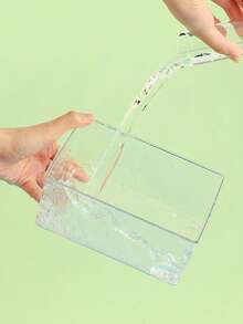 1pc Rectangular Hamster Bath Tub, Bathroom Toilet Dual-Use Bathtub - Clear - View 2