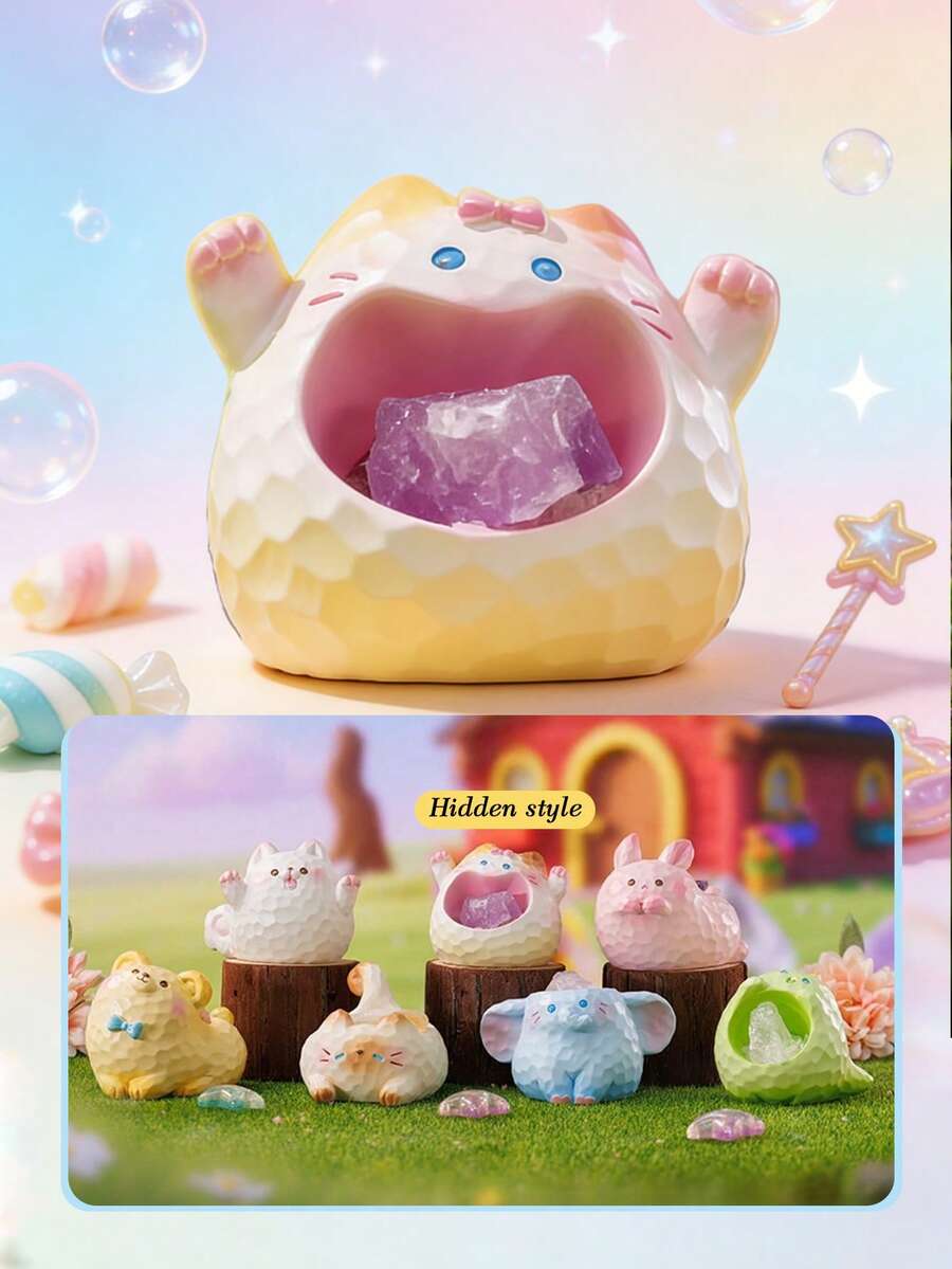 POKOJA LAND 1件装水晶精灵神秘盒树脂艺术收藏摆件家居桌面装饰奇幻摆件动漫爱好者展示架装饰美学房间配件