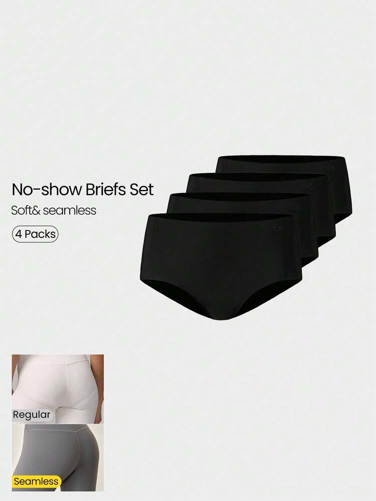 2 Packs Lightweight Breathable Sweat-Wicking Mid-Waist Full Coverage Seamless No-Show Underwear Daily Workout