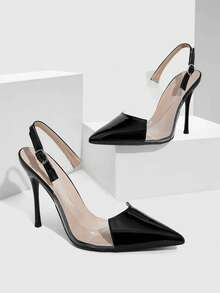 CUCCOO SZL Women's Pointed Toe Buckle Design Everyday Versatile Fashion High Heels Valentine's Day - Black - View 1