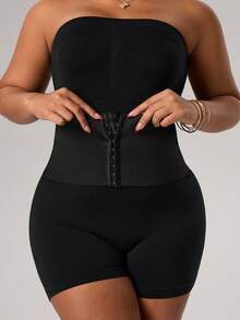 SHEIN Sports Bộ áo liền quần thể thao không đường may dành cho nữ cỡ lớn - màu đen - Xem 6