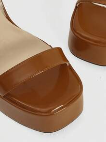 CUCCOO LuxiPop Women's High-Heeled Sandals, Classic Simple Thick-Heeled Thick-Soled High-Heeled Sandals, Thin-Strapped Combination, Sexy Nightclub Banquet Ball Women's Shoes, Dating, Elegant Holiday Sexy Wear Women's Shoes, Nightclub Party Style, Suitable For Spring And Summer, Vacation Wear, Travel Must-Have, 2000's Style - Small yellow brown - View 6