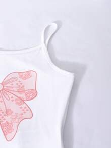 SHEIN ChillGRL Set de 3 piezas para niñas que incluye: Top de tirantes con lazo, Blusa con hombros descubiertos y Pantalones de pierna ancha, adecuado para salidas y viajes a principios del otoño - Blanco - Ver 7