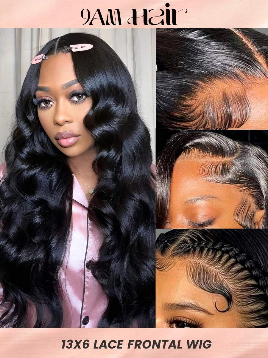 13x6 Pre Plucked Bleached Knots Body Wave Lace Front Wigs Human Hair Glueless Wigs Human Hair 150% Density Transparent Lace Front Wigs Human Hair Bye Bye Knots - SNatural - View 1