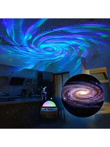 一款带遥控器的LED投影灯，多种颜色图案，星空投影，卧室夜灯投影仪，水波投影仪，星空投影仪，家庭影院天花板装饰，圣诞礼物装饰，情人节礼物，露营，婚礼装饰，浪漫夜灯。 - 1pc - 查看 7