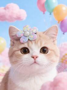 PETSIN 1 件装宠物珍珠花朵发夹；宠物卡通发夹；猫咪发夹；狗狗发夹；宠物配件；宠物用品。 - 彩色 - 查看 8