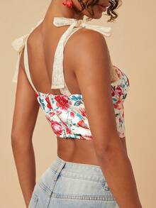 Travachic Women's Floral Print Cropped Camisole Top For Vacation, Summer, Beach For Women - Multicolor - View 2