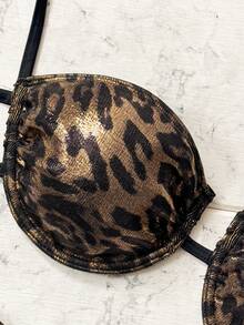 Swim SXY Women's Leopard Print Spaghetti Strap Sexy Bikini Swimsuit Set, Summer Beach - Multicolor - View 4