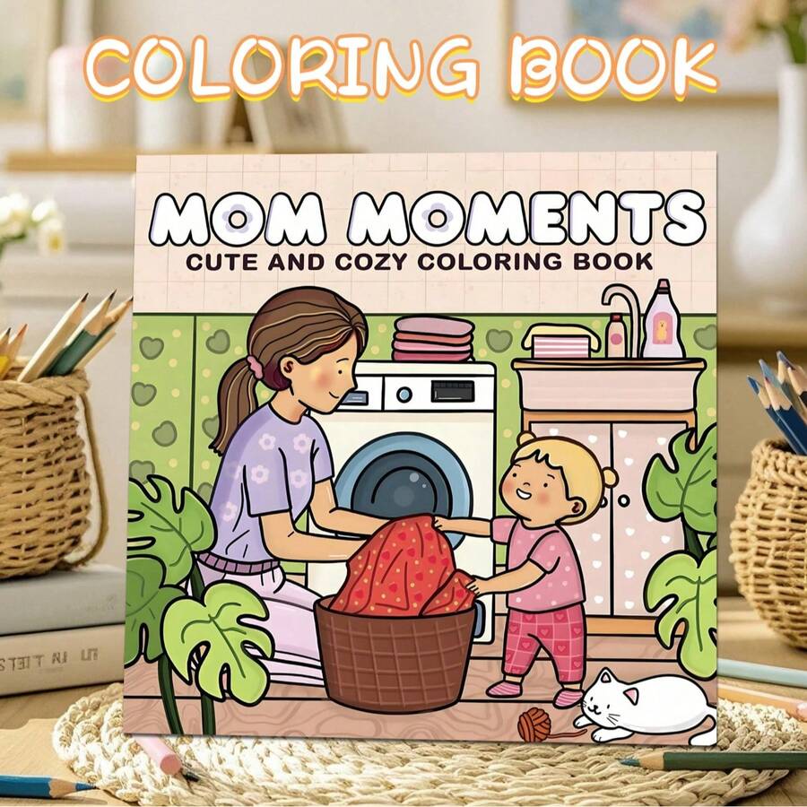 (7.9 * 7.9 Inches, 24 Pages, Single-Sided Printing) 1 Piece, Warm Moment Themed Adult Stress Relief Coloring Book, Exquisite Patterns, Clear Lines, Suitable For Birthday, Easter, Father's Day And Other Holiday Party Gifts, An Excellent Way To Relax - Multicolor - View 1