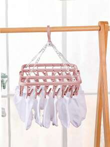 SHEIN 1 件可旋转 32 夹塑料晾衣架 - 节省空间的可折叠衣架，适用于袜子、内衣和小件衣物，非常适合卧室、浴室、衣柜、宿舍储物和洗衣房整理