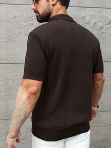 Manfinity Homme Men's Casual Solid Color Short Sleeve Knit Top Summer  Easter - Coffee Brown - View 2