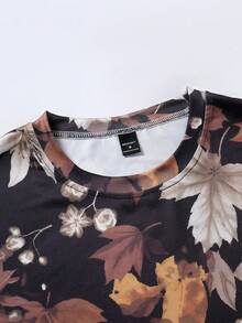 EGENSIO 男士数码树叶印花圆领长袖T恤 - 彩色 - 查看 6