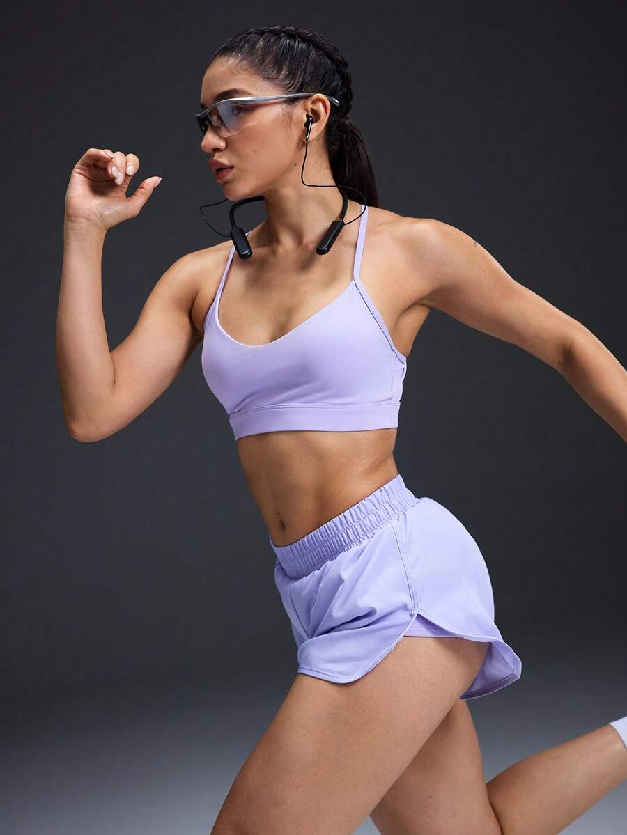 Powerista 女士纯色露背交叉吊带上衣和松紧腰短裤休闲日常户外运动套装