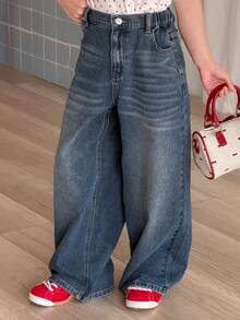 DAZY Girls' Bow Embroidered Denim Jeans - Blue - View 5