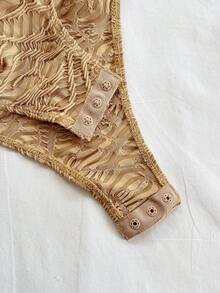 Soleia Bộ áo liền quần ôm sát họa tiết sao biển dành cho nữ, thích hợp cho kỳ nghỉ biển, hẹn hò, tiệc trà chiều, lễ hội âm nhạc, phong cách Boho. - màu nâu - Xem 6