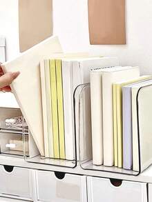 Transparent Acrylic Book Stand, Desktop Book File Storage Divider, Shelf Holder For Student Desk And Office Organizer Back To Home - Clear - View 4