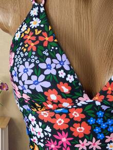 Bellisia 女士碎花可爱可调节肩带小碎花系带连体泳衣 - 彩色 - 查看 3