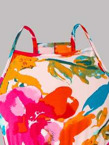 SHEIN 年轻女孩优雅简约露背印花无袖连衣裙 - 粉色 - 查看 8