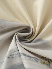 Olithes Women's High Waist Elegant Fashion Versatile Draping High-End Chinese Style Landscape Painting Print Tie Waist Skirt - Khaki - View 6