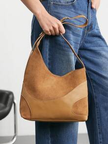 SHECARRY 女士单肩包 曲线拼接 酒红色 - 棕色 - 查看 6