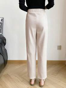 Pariaura Women's Fashionable Slim-Fit Long Suit Pants, Winter - Apricot - View 2