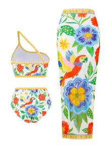 Swim Oasis New Women's 3 PiecesSexy & Elegant Bikini Set, High-End Beach Vacation Swimsuit, Spaghetti Strap, Spring/Summer - Multicolor - View 2