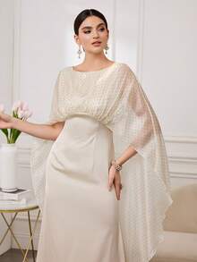 Al Najma Elegant Apricot Polka Dot Dress For Women, Latest Fashion - Apricot - View 1