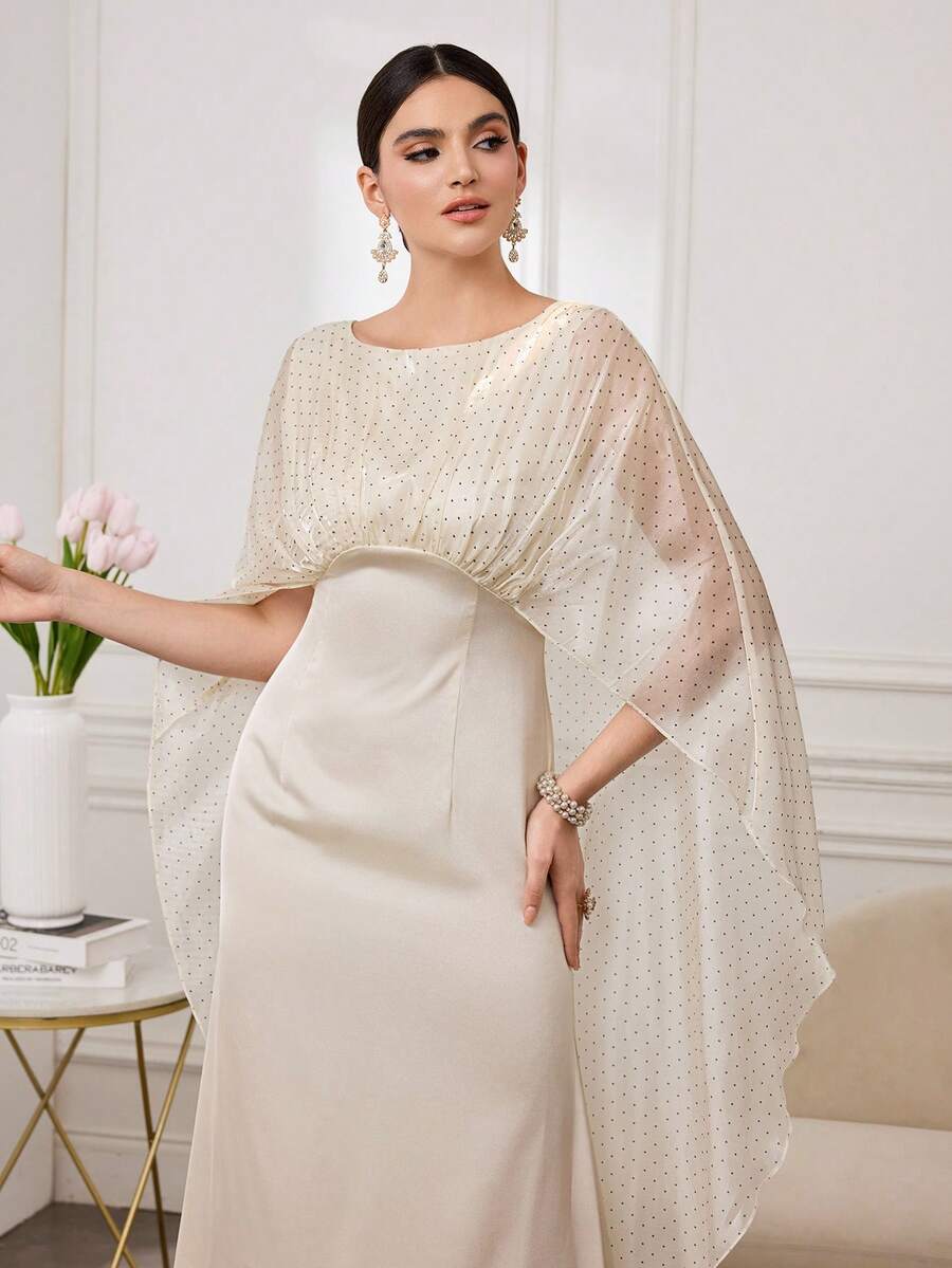 Al Najma Elegant Apricot Polka Dot Dress For Women, Latest Fashion - Apricot - View 1