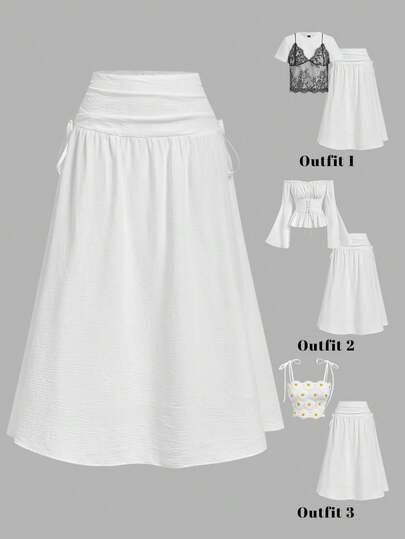 SHEIN MOD Women's Summer Casual Solid Color Hollow Embroidery A-Line Skirt, Maternity Skirts, Spring/Summer Outfit, Perfect For Vacation, Date, Picnic, Party, Prom, Festival, And Birthday; Vintage Court Style, Boho, Everyday Wear, A-Line Skirt, Chic, Tea Party Skirt, Vacation Outfit, Beach Dress