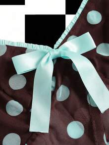 Y2Kool Annarte 撞色网纱透视蝴蝶结Y2K风少女休闲吊带上衣，适合夏季、度假、聚会、派对、日常穿着，性感百搭，时尚新年系列。 - 摩卡棕 - 查看 3